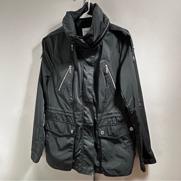 BCBGeneration Jackets & Blazers - BCBGeneration Black Hooded Zipper Snap Utility Jacket Size L